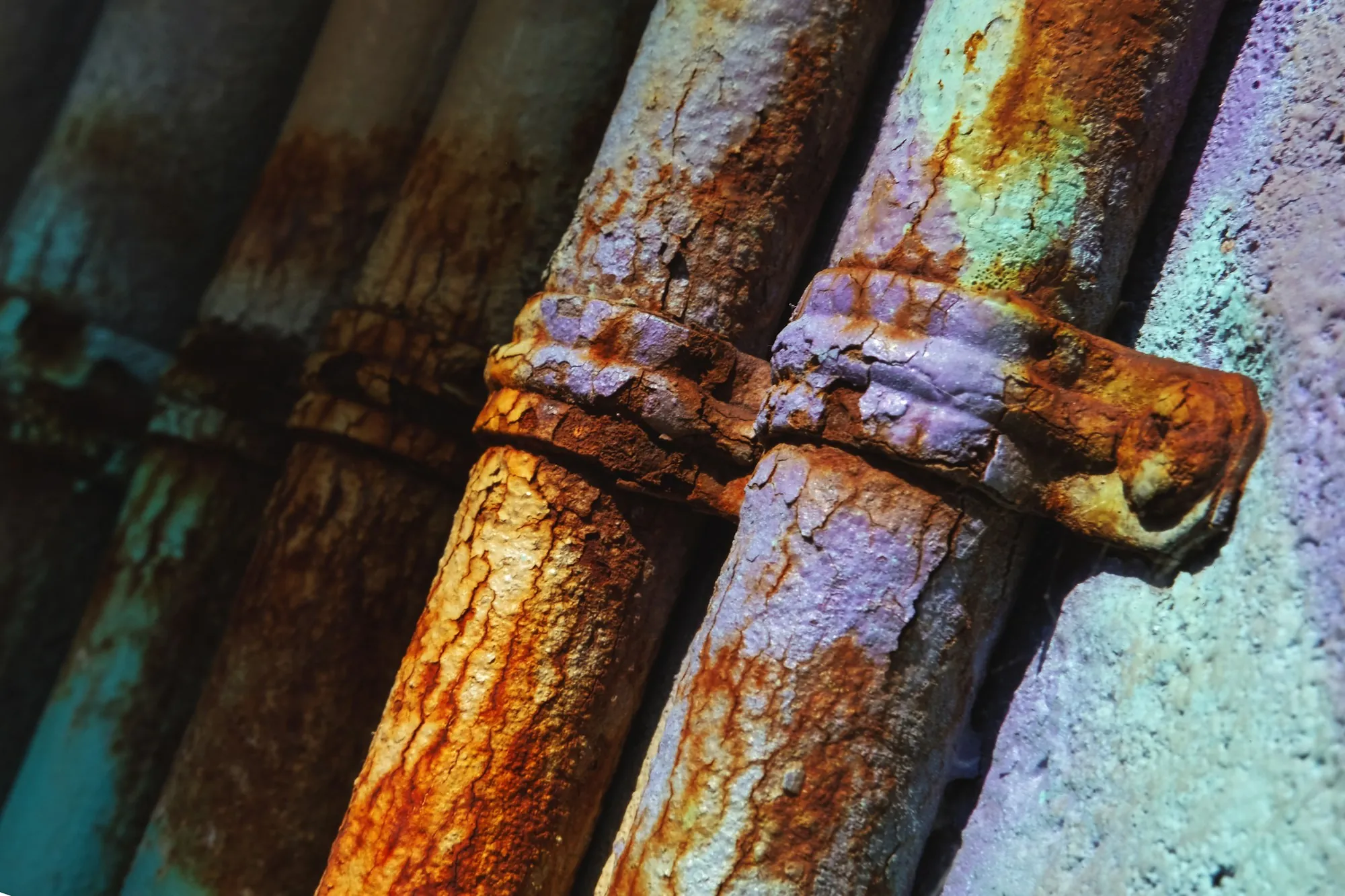 Iron and sulfur removal in Aliso Viejo Close-up of rusted metal pipes